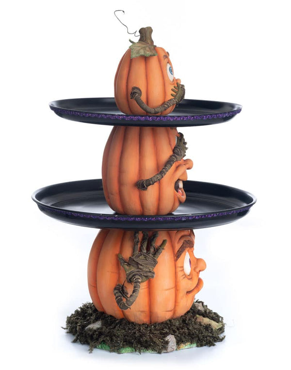 Three Wise Pumpkins Tiered Tray
