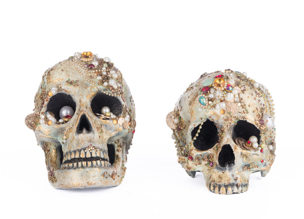 Tabletop Jewel Encrusted Skulls Assortment of 2