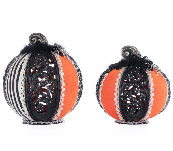 Macabre Pumpkins with Tea Lights Set of 2 image 0