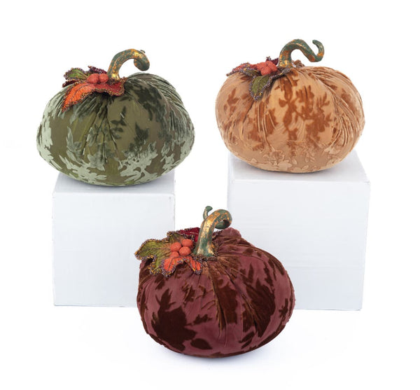 Velvet Pumpkins Assortment of 3
