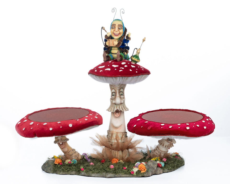 Caterpillar and Mushroom Serving Piece