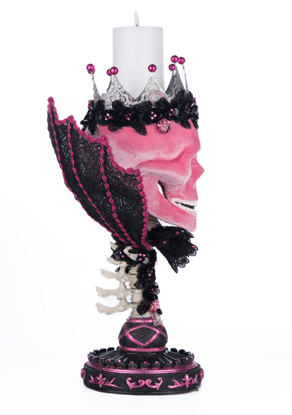 Pink Passion Skull Pillar Candle Holder