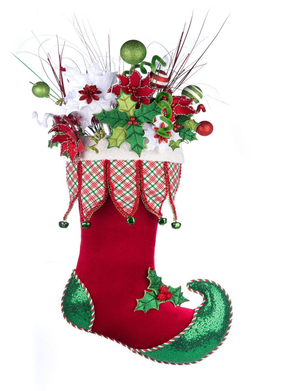 Holly Woods Stocking With Floral Wall Piece