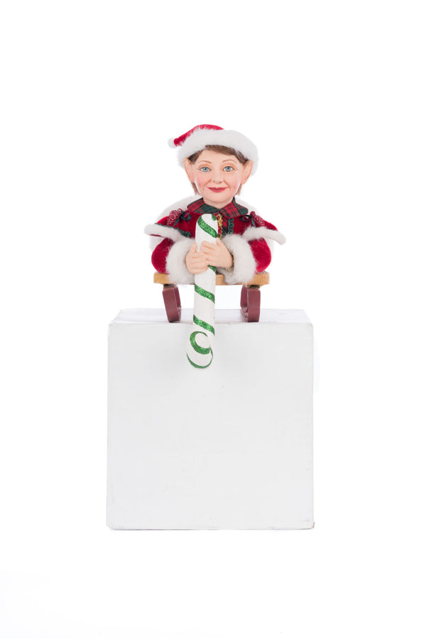 Laying Elf on Sled Stocking Holder