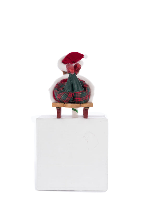 Laying Elf on Sled Stocking Holder