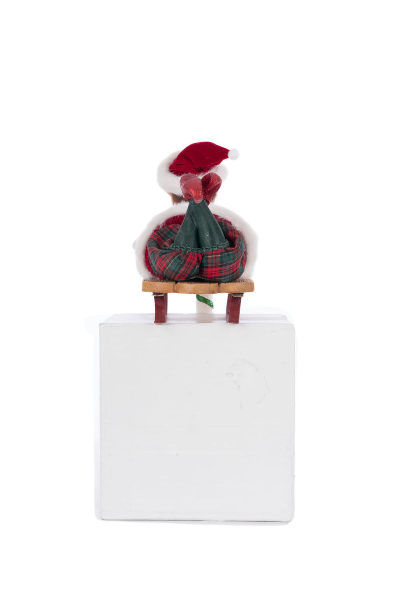 Laying Elf on Sled Stocking Holder