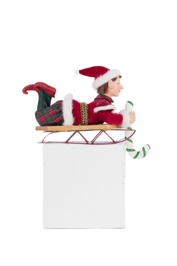 Laying Elf on Sled Stocking Holder