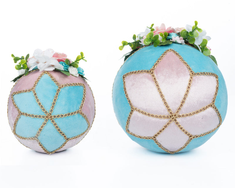 Hearts and Wonderland Fabric Covered Eggs Set of 2
