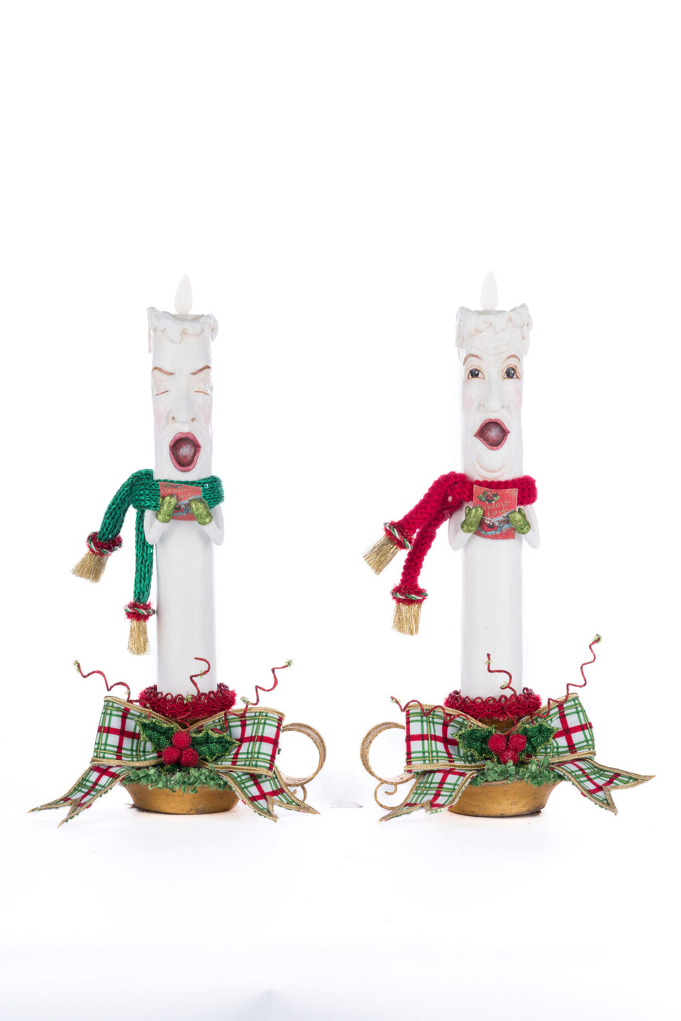 Village Of Holly Woods Caroling Candles Assortment of 2