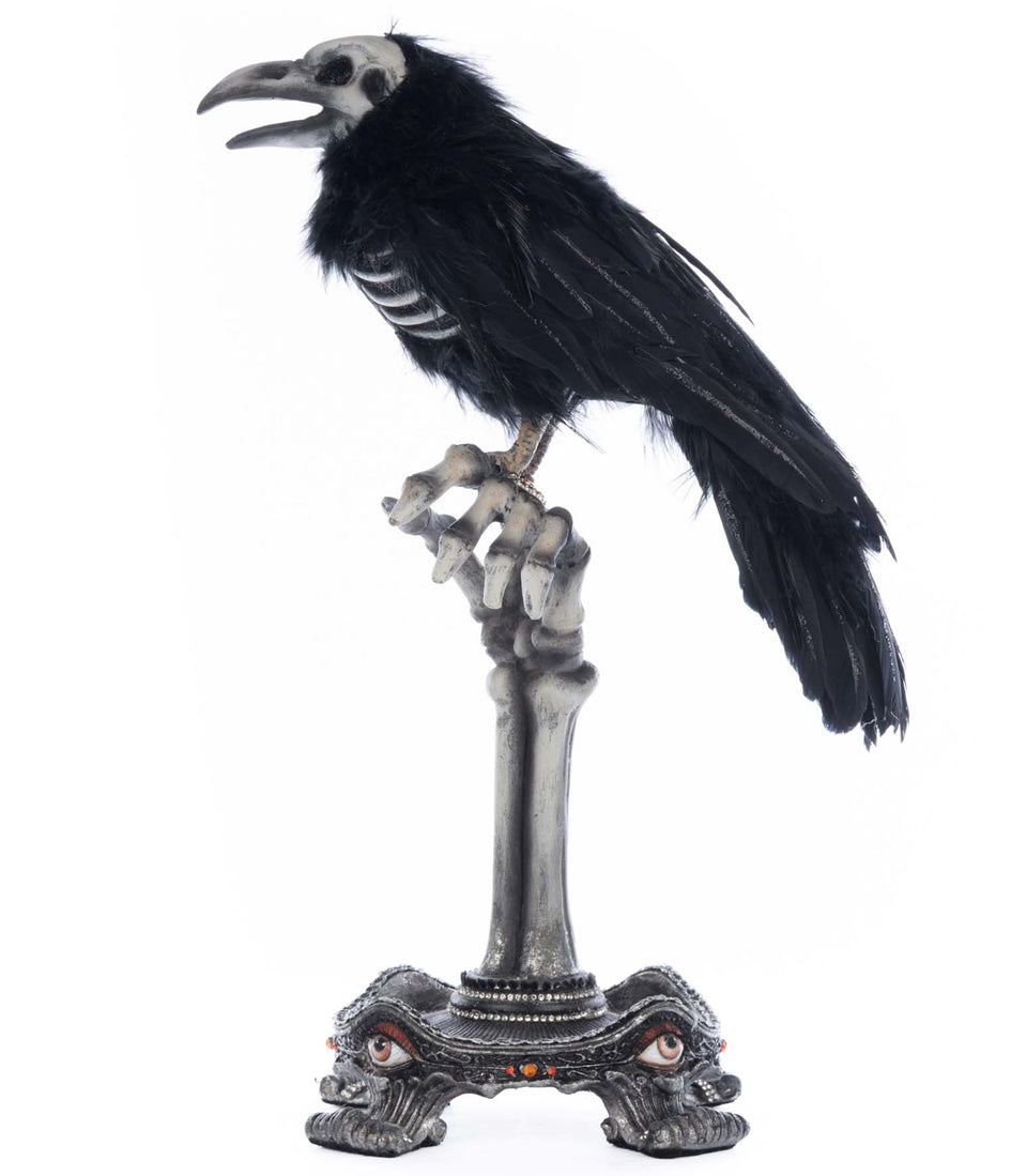 Crow on Skeleton Hand Perch