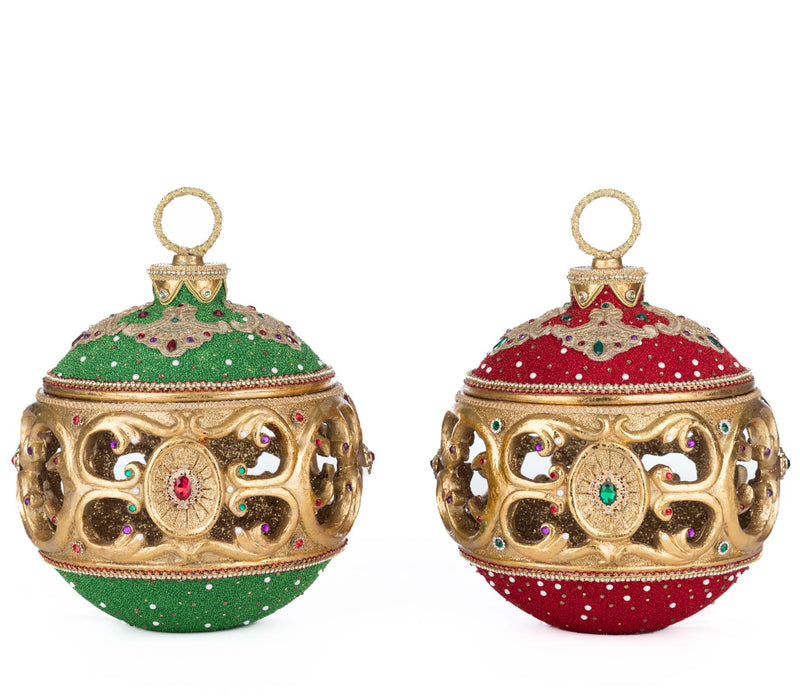 Christmas Ball Tabletop Ornament with Tea Light Assortment of 2