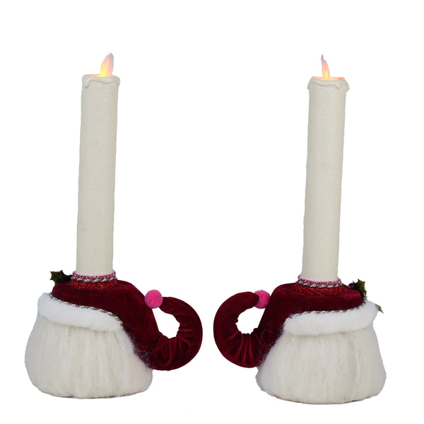 Merry Santa Head Candle Holders Set of 2