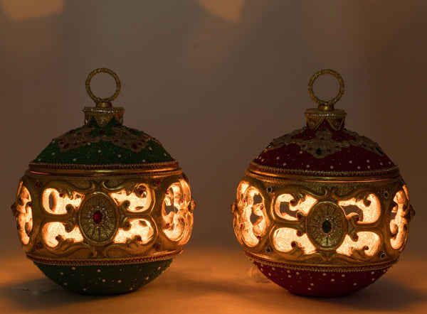 Christmas Ball Tabletop Ornament with Tea Light Assortment of 2 image 1