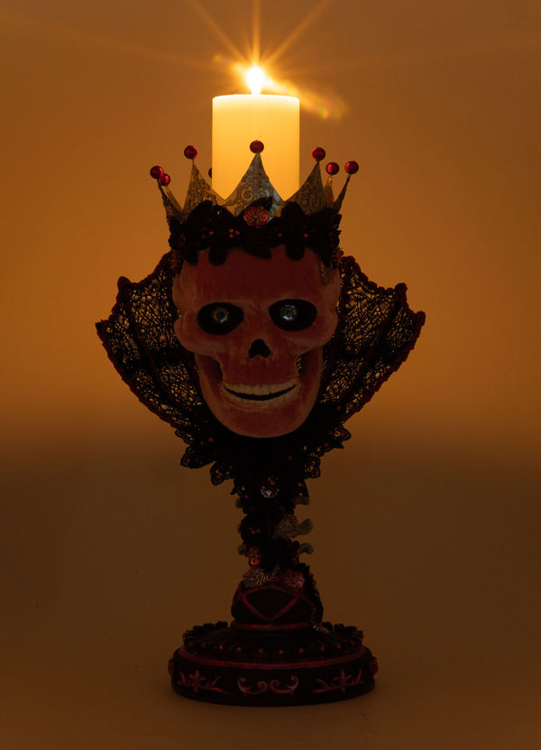 Pink Passion Skull Pillar Candle Holder image 4