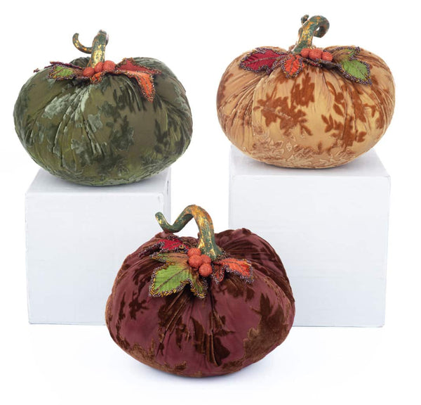 Velvet Pumpkins Assortment of 3 image 1