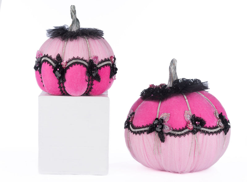 Pink Passion Floral Pumpkins Set of 2 image 1