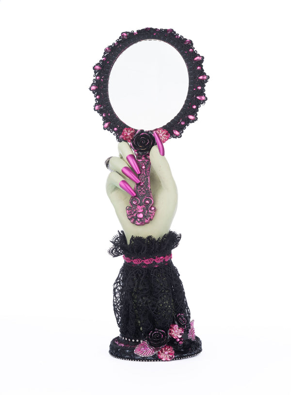 Pink Panic Hand Held Mirror with Hand image 0